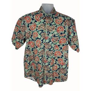 High Sierra Mens Multicolor Cotton Paisley Short Sleeve Button Up Shirt Medium